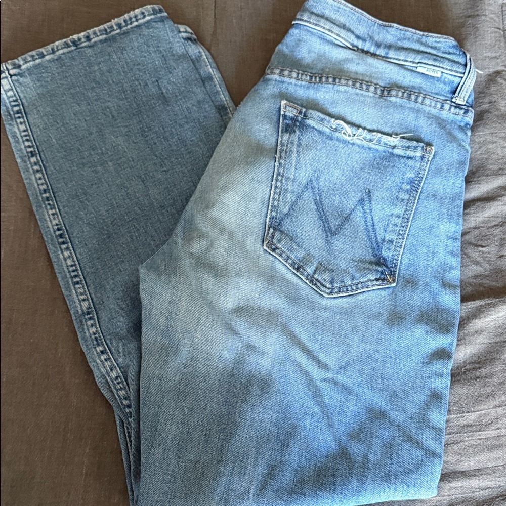 MOTHER Straight-Leg Jeans in Light Blue Wash